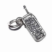 Sterling Silver Charm with Jump Ring- Mobile Cell Phone 17mm