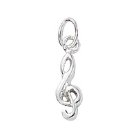 Sterling Silver Charm with Jump Ring - Small Music G Clef x 14mm