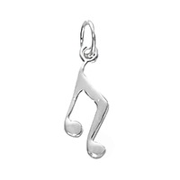 Sterling Silver Charm with Jump Ring- Music Note x 12mm