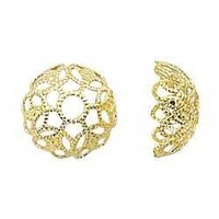 Bead Caps - Domed Intricate Filigree - Gold Plated 11mm x 10