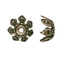 Bead Caps - Domed Fancy - Antique Brass 9mm x 10