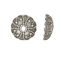 Bead Caps - Ornate - Antique Silver 7mm x 10