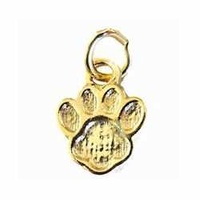 Pewter Charm with Jump Ring - Gold Plated - Paw Print x 12mm *Factory Seconds*