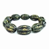 Avocado Splash Oval Melon Vintage Lucite Bead x 20mm