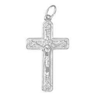 Pendant Charm with Jump Ring - Silver Plated - Crucifix x 30mm