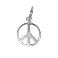 Pendant Charm with Jump Ring - Silver Plated - Peace Sign x 9mm