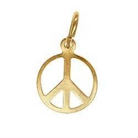 Pendant Charm with Jump Ring - Gold Plated - Peace Sign x 9mm