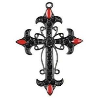 Metal Accent - Black Red Cross Pendant - 68x52mm