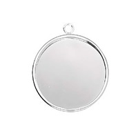 Bezel Pendant With Ring - Small Round - Silver Plated x 21mm