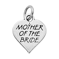 Sterling Silver Charm with Jump Ring- Heart - Mother of the Bride x 16mm