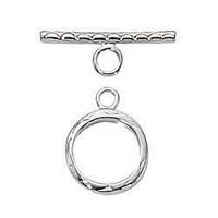 Toggle Clasp - Sterling Silver - Round Etched