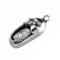 Tibetan Style Silver Metal Baby Slipper Shoe Charm