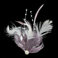 Feather Corsage Fascinator - Rooster-Goose Feathers with Embellishments
