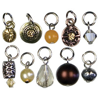 Glass and Metal Charm Dangles - x Brown 11 Pieces