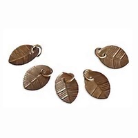 Antique Bronze Leaf Charms With Jump Ring - 12mm x 20 Pieces