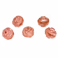 Czech Glass Firepolished Rosebud Beads - Coral Pink 6mm x 10