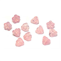 Czech Glass Baby Bell Flower Beads - Milky Pink 4/6mm x 20