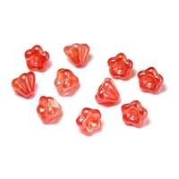 Czech Glass Baby Bell Flower Beads - Orange Sherbert 4/6mm x 20
