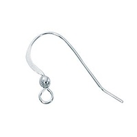 Silver Filled Earwires - Flat Earring Hooks With 3mm Ball x 1 Pair
