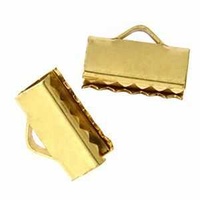 Ribbon Crimp End Fastener - Gold x 16mm