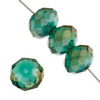 Dazzle-It Ori Crystal Faceted Donut Beads - Teal Ab 6x4mm