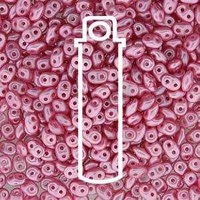 Superduo Two-Hole Czech Glass Seed Beads - Pastel Pink x 24G Tube