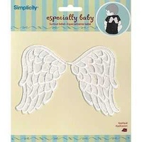Wrights Iron-On Applique Patch x White Baby Angel Wings