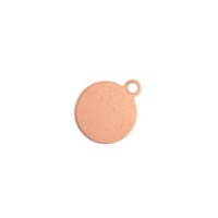 Metal Stamping Blank - 24ga Copper Tiny Tag Round Circle with Ring 11x10mm