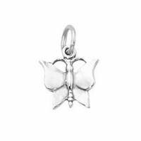 Pendant Charm with Jump Ring - Silver Plated - Butterfly x 13mm
