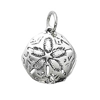 Pendant Charm with Jump Ring - Silver Plated - Sand Dollar x 18mm