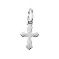 Pendant Charm with Jump Ring - Silver Plated - Small Cross x 11mm