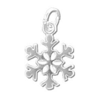 Pendant Charm with Jump Ring - Silver Plated - Snowflake x 14mm