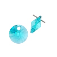 Swarovski Crystal Circle Rivoli Pendant - Light Turquoise x 8mm