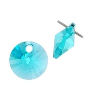 Swarovski Crystal Circle Rivoli Pendant - Light Turquoise x 8mm