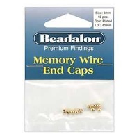 Beadalon Memory Wire End Caps - Gold Plated 3mm x 10