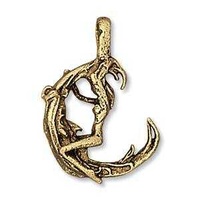 Pewter Pendant Charm With Ring - Antique Gold - Casting Moon x 25mm