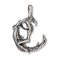 Pewter Pendant Charm With Ring - Antique Silver - Casting Moon x 25mm