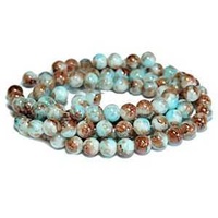 Glass Beads Round - Marble Blue 8mm x 10