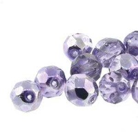 Czech Glass Round Fire Polished Beads - Mirrored Violet 8mm x 19