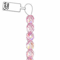 Czech Glass Round Fire Polished Beads - Lilac Rose 8mm x 19