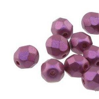 Czech Glass Round Fire Polished Beads - Pastel Burgundy 8mm x 19