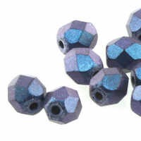 Czech Glass Round Fire Polished Beads - Pastel Petrol 6mm x 25