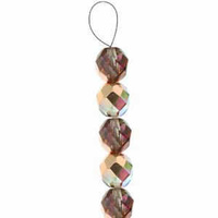 Czech Glass Round Fire Polished Beads - Crystal Copper Rainbow 8mm x 20