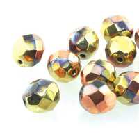 Czech Glass Round Fire Polished Beads - Matt California Gold Rush 6mm x 25