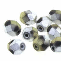 Czech Glass Round Fire Polished Beads - Matt Cali Silver 6mm x 25