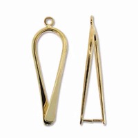 Pinchable Bail With Pegs - Add A Bead Component - Straight Gold Plated x 33.5mm