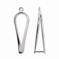 Pinchable Bail With Pegs - Add A Bead Component - Straight Silver Plated x 33.5mm