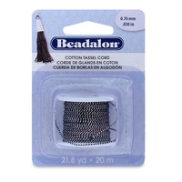 Cotton Tassel Cord By Beadalon - Metallic Silver On Black x 20m