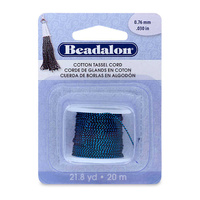 Cotton Tassel Cord By Beadalon - Metallic Blue On Black x 20m