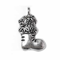 Metal Charm - Antique Silver Xmas Stocking Boot x 20mm
